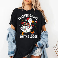 Festive Goose on the Loose Shirt, Funny Christmas Goose Tee, Farm Holiday Sweatshirt, Holiday Farm Crewneck, Christmas Animal Lover Gift