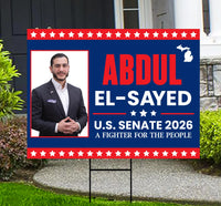 Abdul El-Sayed For Michigan Senate 2026 Yard Sign, Corrugated Plastic Senate Elections, Race Red White & Blue Yard Sign with Metal H-Stake