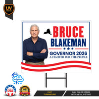 Bruce Blakeman For New York Governor 2026 Yard Sign, Corrugated Plastic Governor Elections Race Red White Blue Yard Sign with Metal H-Stake