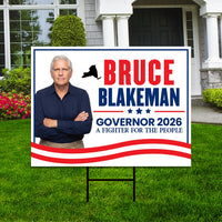 Bruce Blakeman For New York Governor 2026 Yard Sign, Corrugated Plastic Governor Elections Race Red White Blue Yard Sign with Metal H-Stake