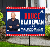Bruce Blakeman For New York Governor 2026 Yard Sign, Corrugated Plastic Governor Elections Race Red White Blue Yard Sign with Metal H-Stake