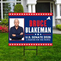 Bruce Blakeman For New York Governor 2026 Yard Sign, Corrugated Plastic Governor Elections Race Red White Blue Yard Sign with Metal H-Stake