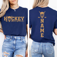 Personalized Hockey Mom Shirt, Custom Name Sports Tee, Vintage Rink Side T Shirt, Ice Rink Game Day Outfit, Gift for Hockey Mom, Front Back