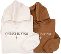 Jesus is King Embroidered Hoodie, Christian Faith Sweatshirt, Minimalist Cross Shirt, Faith Sweatshirt Gift, Christian Gift for Her