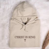 Jesus is King Embroidered Hoodie, Christian Faith Sweatshirt, Minimalist Cross Shirt, Faith Sweatshirt Gift, Christian Gift for Her