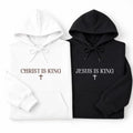 Jesus is King Embroidered Hoodie, Christian Faith Sweatshirt, Minimalist Cross Shirt, Faith Sweatshirt Gift, Christian Gift for Her