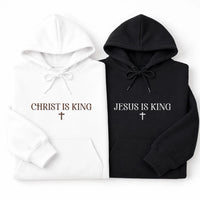 Jesus is King Embroidered Hoodie, Christian Faith Sweatshirt, Minimalist Cross Shirt, Faith Sweatshirt Gift, Christian Gift for Her