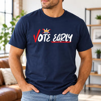 Vote Early Shirt, Early Voting T Shirt, No kings Protest, Election Tee, Red White Crown Voter Graphic, Election Season Gift for Voters