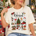 Personalized Family Christmas Shirt, Custom Last Name Holiday Tee, Vintage Christmas Doodle T-Shirt, Matching Xmas Outfit, 2026 Gift