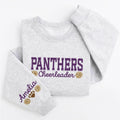 Custom Glitter Cheerleader Sweatshirt, Team Name Cheer Hoodie, Sleeve Name Varsity Shirt, Game Day Spirit Outfit, Gift for Cheerleader