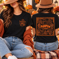 Personalized Pumpkin Crew Shirt, Custom Name Fall T-Shirt, Holiday Tee, Thanksgiving Pumpkin Outfit, Holiday Gift for Her, Front Back Print