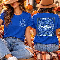 Personalized Pumpkin Crew Shirt, Custom Name Fall T-Shirt, Holiday Tee, Thanksgiving Pumpkin Outfit, Holiday Gift for Her, Front Back Print
