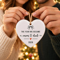 Custom New Parents Ceramic Ornament, Mom and Dad 2026 Family Milestone, Baby Keepsake Ornament, First Year as Parents Decor, New Baby Gift