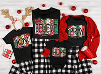 Custom Christian Christmas Family Shirts, Faith Word Scripture Tee, Santa Hat Word Block Shirt, Matching Holiday Outfit, Christmas Gift