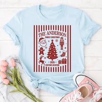 Custom Christmas Family Name Shirt, Personalized Barcode Sweatshirt, Tree Icon Holiday Pullover, Family Matching Tee, Christmas Gift