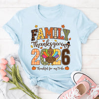 Family Thanksgiving 2026 Shirt, Thankful for My Tribe Turkey Tee, Patterned Family Holiday Top, Fall Harvest Outfit, Thanksgiving Gift