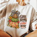 Grateful Heart Thanksgiving Sweatshirt, Christian Give Thanks Tee, Leopard Pumpkin Crewneck, Colossians Verse Shirt, Fall Gift for Her