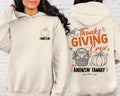 Personalized Thanksgiving Crew Hoodie, Custom Pocket Name Fall Sweatshirt, Family Pullover, Harvest Crew Tee, Fall Family Gift, Front Back