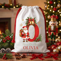 Personalized Santa Sack, Custom Initial Christmas Toy Sack with Name, Large Santa Gift Bag, Reusable Christmas Sack, Kids Christmas Gift