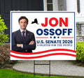 Jon Ossoff For Georgia Senate 2026 Yard Sign, Corrugated Plastic Senate Elections, Race Red White & Blue Yard Sign with Metal H-Stake