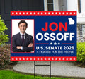 Jon Ossoff For Georgia Senate 2026 Yard Sign, Corrugated Plastic Senate Elections, Race Red White & Blue Yard Sign with Metal H-Stake