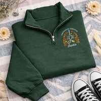 Personalized Respiratory Therapist Embroidered Quarter Zip Sweatshirt, Custom RT Top, Floral Lungs, Hospital Shift Pullover, Gift for Her