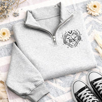 Personalized Halloween RN Embroidered Quarter Zip Sweatshirt, Spooky Skeleton Heart Design, ICU Halloween Shift Layer, Gift for Nurse