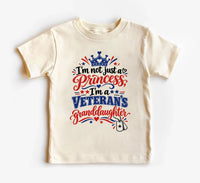 Veteran's Granddaughter Patriotic Shirt, Not Just a Princess Tee, Red White Blue Crown Top, Military Family Gift, Veterans Day Gift