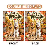 Personalized Dog Garden Flag, Custom Pet Names 12x18 Double Sided Flag, Autumn Welcome Sign, Fall Porch Outdoor Decor, Dog Mom Gift