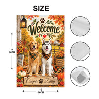 Personalized Dog Garden Flag, Custom Pet Names 12x18 Double Sided Flag, Autumn Welcome Sign, Fall Porch Outdoor Decor, Dog Mom Gift