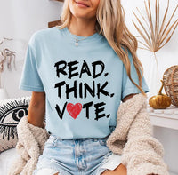 Read Think Vote Shirt, Vote Early No King Protest T Shirt, Election Day Voter Tee, Bold Voting Graphic Unisex Top, Political Gift for Voters