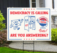 Democracy vs Fascism Protest Yard Sign - Vote Early, No Kings, Anti-Trump, Protect Democracy, Resist Fascism Yard Sign with Metal H-Stake