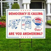 Democracy vs Fascism Protest Yard Sign - Vote Early, No Kings, Anti-Trump, Protect Democracy, Resist Fascism Yard Sign with Metal H-Stake