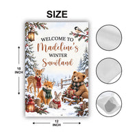 Personalized Winter Woodland Garden Flag, 12x18 Double Sided Name Yard Flag, Winter Garden Decor, Woodland Welcome Sign, Holiday Gift