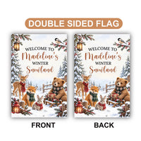 Personalized Winter Woodland Garden Flag, 12x18 Double Sided Name Yard Flag, Winter Garden Decor, Woodland Welcome Sign, Holiday Gift
