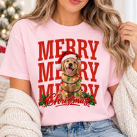 Custom Christmas Dog Photo Shirt, Personalized Pet Portrait Holiday Tee, Merry Christmas Puppy Top, Festive Dog Lover Shirt, Pet Mom Gift