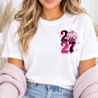 Hello 27 Birthday Shirt, 27th Birthday Tee for Women, Pink Disco Ball Graphic Tee, Cute Retro Birthday Outfit, Birthday Gift for Her