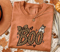 Boo Halloween Sweatshirt for Women, Leopard Print Boo Crewneck, Spooky Season Ghost Shirt, Fall Halloween Party Top, Spooky Season Gift