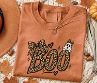 Boo Halloween Sweatshirt for Women, Leopard Print Boo Crewneck, Spooky Season Ghost Shirt, Fall Halloween Party Top, Spooky Season Gift