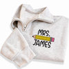 Personalized Teacher Embroidered Quarter Zip Sweatshirt, Custom Pencil Name Pullover, Classroom Daily Top, Back to School, Gift for Her