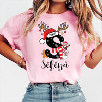 Personalized Reindeer Antlers Monogram Tee, Custom Christmas Name Shirt, Santa Hat Snowman Design, Family Outfit, Est 2026 Christmas Gift