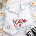 Personalized Pennant Embroidered Quarter Zip Sweatshirt, Custom Mascot Pullover, Coquette Game Day Top, Team Mom Gift, Gift for Her