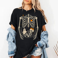 Pregnant Skeleton Halloween Shirt, Ribcage Baby Bump Maternity Tee, Spooky Matching Top, Reveal Outfit, Pregnancy Announcement Gift