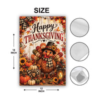 Happy Thanksgiving Turkey Garden Flag, 12x18 Double Sided Yard Flag, Autumn Welcome Sign, Fall Porch Decor, Thanksgiving Hostess Gift