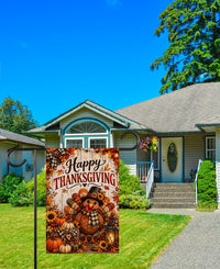 Happy Thanksgiving Turkey Garden Flag, 12x18 Double Sided Yard Flag, Autumn Welcome Sign, Fall Porch Decor, Thanksgiving Hostess Gift