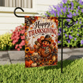 Happy Thanksgiving Turkey Garden Flag, 12x18 Double Sided Yard Flag, Autumn Welcome Sign, Fall Porch Decor, Thanksgiving Hostess Gift