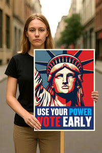 Vote Early Democracy Protest Sign, Vote Early No Kings Poster, Anti-Trump Resist Fascism, Protect Democracy, Political Activist Rally Sign