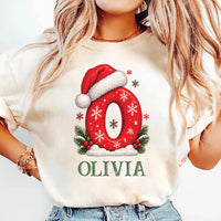 Personalized Christmas Initial Sweatshirt, Custom Name Santa Hat Tee, Matching Holiday Shirt, Festive Family Outfit, Family Christmas Gift
