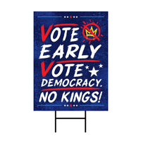 Democracy vs Fascism Protest Yard Sign - Vote Early, No Kings, Anti-Trump, Protect Democracy, Resist Fascism Yard Sign with Metal H-Stake