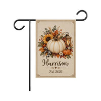 Personalized White Pumpkin Garden Flag, 12x18 Inch Double Sided, Fall Garden Decor, Custom Family Name Autumn Welcome, Fall Decor Gift